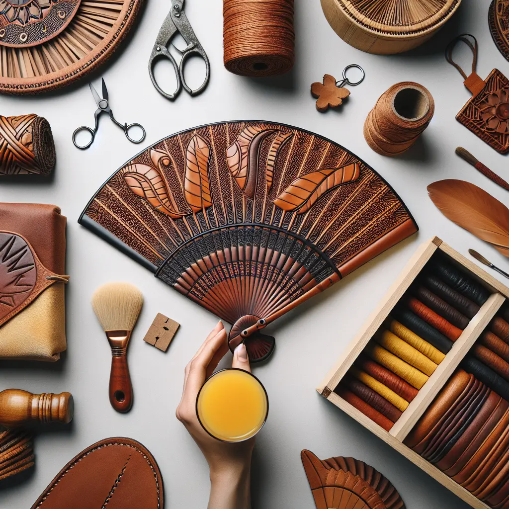 Handmade Leatherbound Hand Fans - Ghana
